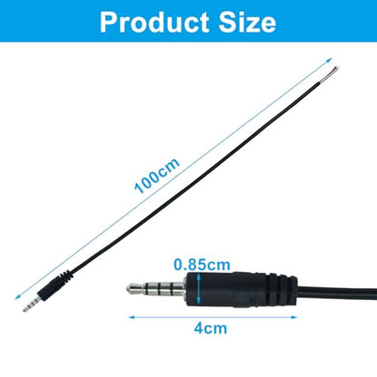 Jiozermi 3.5mm Male to Bare Wire TRRS Audio Cable, 3ft, 4 Pcs | 4 Pole Stereo, 1/8" TRRS Male Jack, For Speaker Headphone Microphone, Cable Repair - size: 3ft