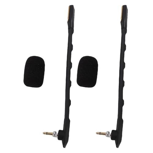 Yunseity 2pcs Replacement Microphones for Astro TR Headset Detachable Boom Mic with Noise Cancelling Clear Sound Gold Plated 3.5mm Plug (Black) - color: Black