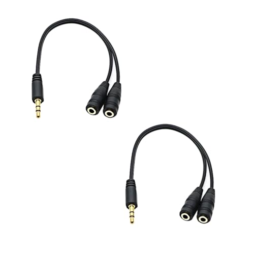 Headphone Splitter for 2 Headphones 2 Way 3.5mm Adapter Aux Cable Mini Jack Male to Dual Female Stereo Audio Y Splitter Couple Adapter Compatible with iPad iPhone iPod MacBook PC Amplifier Speaker