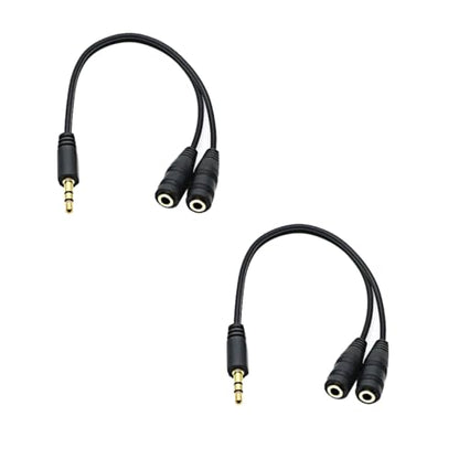 Headphone Splitter for 2 Headphones 2 Way 3.5mm Adapter Aux Cable Mini Jack Male to Dual Female Stereo Audio Y Splitter Couple Adapter Compatible with iPad iPhone iPod MacBook PC Amplifier Speaker