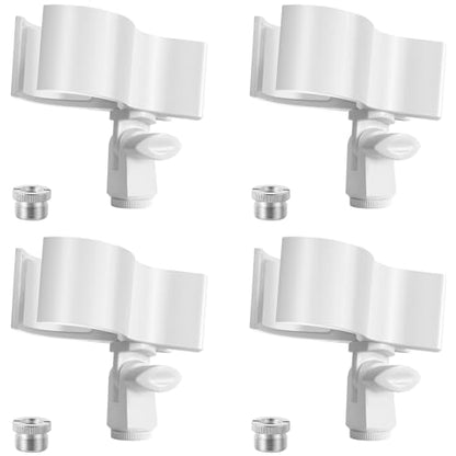 Large Microphone Clip for Mics with Outer Diameter 1.26" to 2.3" | Adjustable Mic Holder, Premium ABS, Inside sponge to protect microphones, With 5/8" Male to 3/8" Female Screw Adapter - color: White, size: 4 Pack