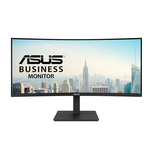 ASUS 34” Curved USB-C Docking Monitor (VA34VCPSR) - WQHD (3440x1440), 1500R Curvature, Frameless, USB-C PD 96W, RJ45, USB hub, Eye Care, Ergonomic, VESA Wall Mountable, 3 yr Warranty - style: 34" WQHD Docking Ergo