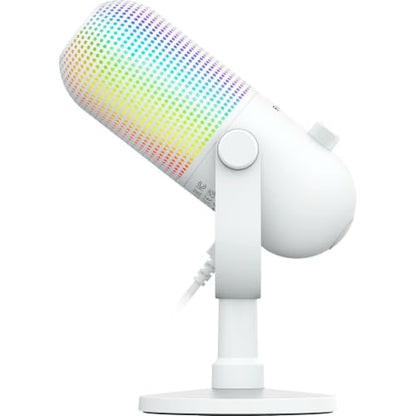 Razer Seiren V3 Chroma 32‐Bit DSP, USB-C Microphone for PC & Mac, White | AI Audio Processing, Noise Isolation, Tap-to-Mute, Supercardioid Condenser Mic, Chroma RGB, Discord, OBS Studio, Streamlabs