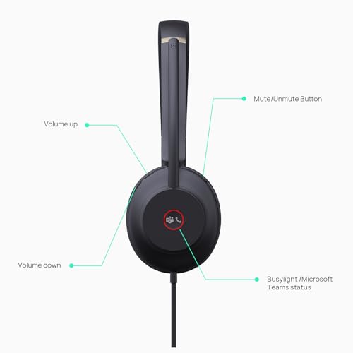 Yealink UH37 USB Headset with Microphone for PC Laptop - Headphones with Noise Cancelling Microphone for Computer,On-Ear Wired Office Call Center Headset Mono | Single Ear Wired Headphones with Noise Cancelling Microphone for Home Office Call Center On-Ea