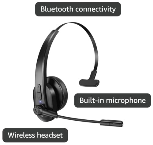 Sarevile Wireless Headset with Microphone, Bluetooth Headset for Cell Phones, Computer, Zoom Skype Mettings, On Ear for Work - color: Gray