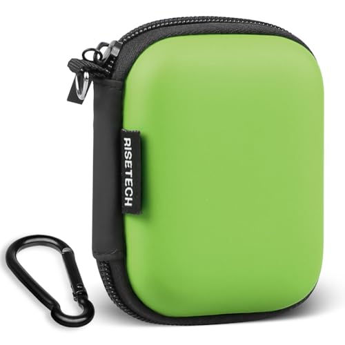 Earphone case, RISETECH Earbud Carrying Case Holder Hard EVA Headphone Small Zipper Pouch Compatible with Flash Drive, USB Charging Cable, SD Memory Card, AirPods, Sony Wired Earbuds with Clip -Green - color: Green