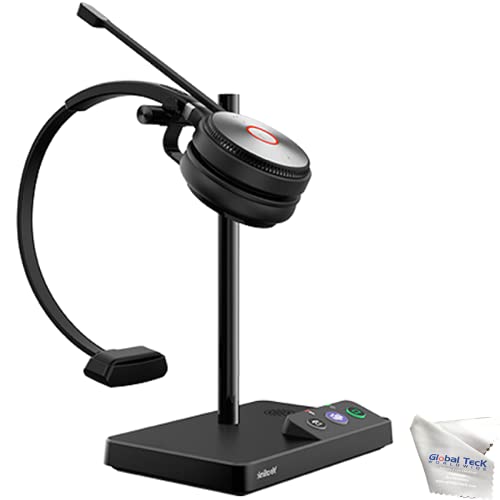 Yealink WH62 Teams Certified Headset with Headphones Stand Charger, Connects to Deskphone, PC/Mac, Made for Video Meeting on Teams, Zoom, RingCentral, Webex, Meet, Global Teck Microfiber Included