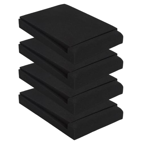 2 Pairs Studio Monitor Sound Isolation Pads Subwoofer Stand | High-Density Acoustic Foam for Vibration & Noise Reduction, Angled Speaker Riser for Home Studio, Desktop Speakers