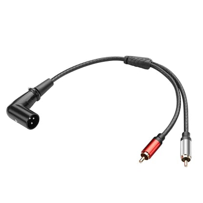 Balanced XLR to 2RCA Audio Cable,Right Angle 3 Pin-XLR to Dual RCA Adapter Cable,Gold-Plated 2 RCA Male to X L R Male Microphone Cable for Microphone,Mixing,Amplifier 0.98FT (90-Degree Angle) - style: 90-Degree Angle