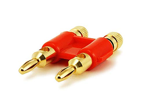 Monoprice Dual High-Quality Gold Plated Speaker Banana Plugs, Red - color: Red