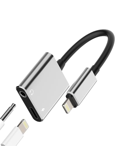 for Iphone Aux Adapter for 14 13 Pro Max Lightning to 3.5mm Headphone Jack for Apple(2in1)Audio Charger Splitter Connection Charging Connector Accessories Headset Stereo Earbuds Lighting Plug for iPad