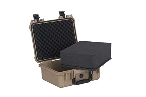MEIJIA All Weather IP67 Waterproof Hard Camera Case,Hard Protective Case,Hard Case with Customizable Foam,Fit Use of Drones,Camera,Equipments,Pistols(Desert Tan,13.35 x11.63x5.98inches) - color: Desert Tan, size: 13.35 x11.63x5.98inches