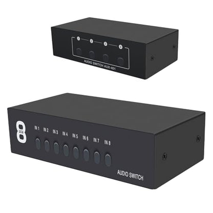 Channel Audiophiles Selectors Metal Frame Construction Lossless Sound RCAs 3.5mm Inputs Accessory Stereo Audiophiles Switcher Selectors - color: 4 channels