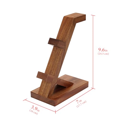 GEEKRIA Solid Wood Dual Gamepad and Headphone Stand, Controller Storage Holder for PS4, PS5, Xbox, Switch, 8BitDo, Universal Desk Game Accessories - color: Brown