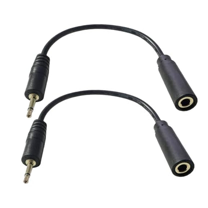 2.5mm to 3.5mm Aux Audio Cable 2Pack 6 inch | 2.5mm Mono Male to 3.5mm Mono Female Audio Jack Short Cable for Smartphone Headphone