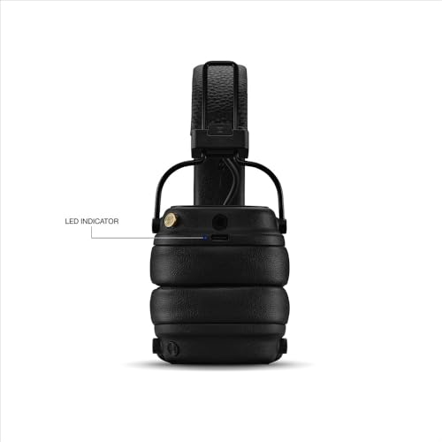 Marshall Major V Wireless On-Ear Bluetooth Headphones - 100+ Hr Playtime | Detachable Audio Cable | Microphone for Calls | Lightweight, Foldable Design for Travel - Black - color: Black