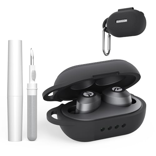 Soft Silicone Case for Raycon Everyday Classic Earbuds with Keychain&Cleaning Pen kit,Anti-Scratch Shockproof Protective Case Cover for Raycon Everyday Classic Earbuds Charging Case (Black) - color: Black