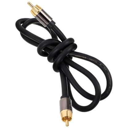 SECFOU Coaxial Digital Audio Cable 1 Meter with Aluminum Alloy Shell, Black and Metallic Audio Output Cable for Home Theater, DVD Amplifier, and Speaker Connections