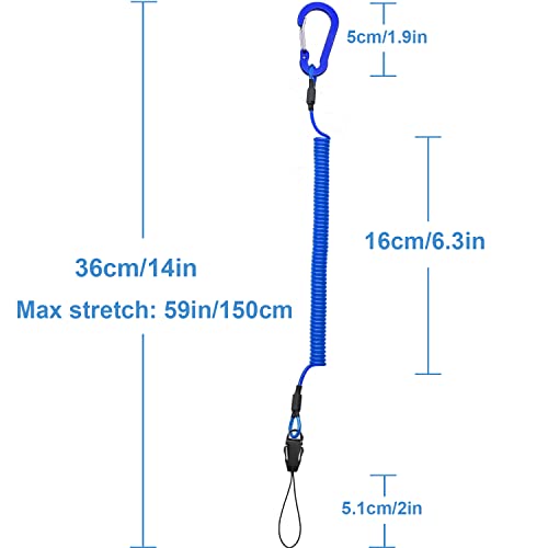 Lix&Rix Retractable Coiled Lanyards with Detachable Buckle | Quick Release Carabiner Clips - color: Blue 3pcs