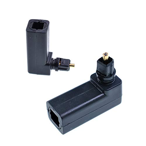2 Pack Toslink 90 Degree Right Angle Optical Audio Adapter, Male to Female Digital Optical SPDIF Connector