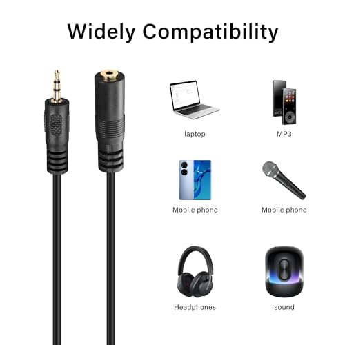 2.5mm TRS Audio Aux Cable,2.5mm Male to Female Stereo Audio Extension Cable for Smartphone,Headphone,Mp3 Player（0.3M）
