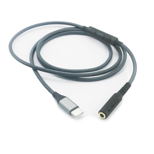 NewFantasia USB C to 3.5mm Female Headphone Audio Adapter Cable Male to Female Cable Remote Volume Mic Compatible with iPhone 16/17/15 Compatible with Samsung Galaxy for Oneplus Android Phone