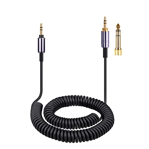 WH-1000XM5 Cable Coiled Aux Cord for Sony WH-1000XM6, WH-CH720N Headphones | 14ft Long, 3.5mm(1/8") Extension Wire with 6.35mm(1/4") Adapter, for Sony WH-CH710N, MDR-950BT, 1AM2 Noise Canceling Headset