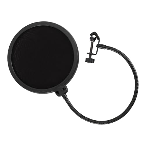 Microphone Pop Filter 360 Degree Adjustable Versatile Sturdy Dual Layered Wind Pop Screen with Gooseneck Stand for Video Studio Home