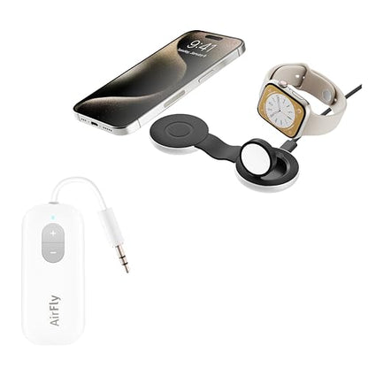 Twelve South AirFly SE Bluetooth Wireless Audio Transmitter Receiver & Twelve South Butterfly 2-in-1 USB-C MagSafe Charger - style: Bundle AirFly SE + ButterFly