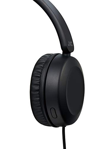 JVC Lightweight On Ear Headphones with Powerful Sound, Integrated Remote & Mic for Smartphones - HAS31MB (Black), Medium