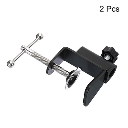 PATIKIL 0.47" Hole Dia. Desk Clamp, 2 Pcs Aluminum Alloy Bracket Universal Adjustable C-Clamp Mount Holder for Microphone Mic Arm Table Lamp Stand, Black - color: Black