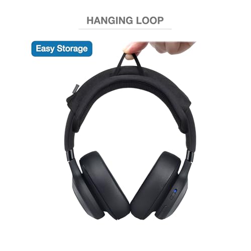 Headband Cushion Cover Compatible with JBL E65BTNC, Live 460NC, Live 500BT, Live 650BTNC, Live 770NC, Live 660NC, Duet NC, Live 670NC, 6mm Thick Cushion, No Wobble Zipper Slider, Hanging Loop