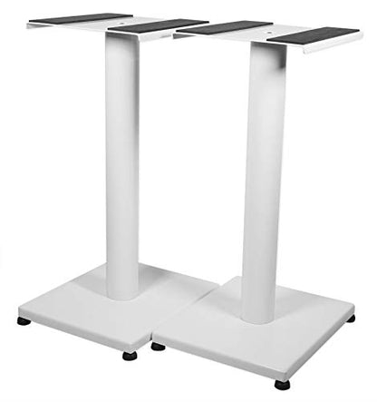 Rockville RS21W V2 Pair 21" Steel Bookshelf Speaker/Monitor Stands, White | 60 Lb Capacity, Cable Management, EVA Pads, Brass Spikes, Rubber Feet, 9x9 Top Plate, Brass Spikes, Powder Coated - color: White