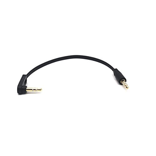 3.5mm Stereo Audio Flat Cable, 15cm, 2 Pack, 90 Degree Angle Male, 1/8" TRS Jack Plug Headphone Headset AUX Cord - color: Single Angle