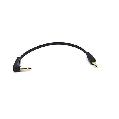 3.5mm Stereo Audio Flat Cable, 15cm, 2 Pack, 90 Degree Angle Male, 1/8" TRS Jack Plug Headphone Headset AUX Cord - color: Single Angle