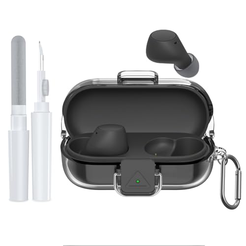 [with Safety Lock] for Sony WF-C510 Case Cover, Clear Soft TPU Protective Earbuds Case with Carabiner & Cleaner Kit Accessories Set(Clear) - color: Clear