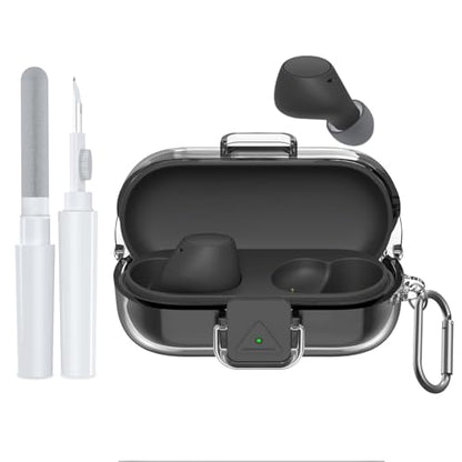 [with Safety Lock] for Sony WF-C510 Case Cover, Clear Soft TPU Protective Earbuds Case with Carabiner & Cleaner Kit Accessories Set(Clear) - color: Clear
