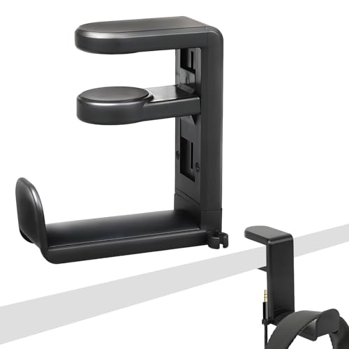 Rotating Headphone Stand,Headphone Holder Desk | Pc Gaming Headset Holder,Adjustable Clamp-On Under Hanger,360 Degree Adjustable Rotation