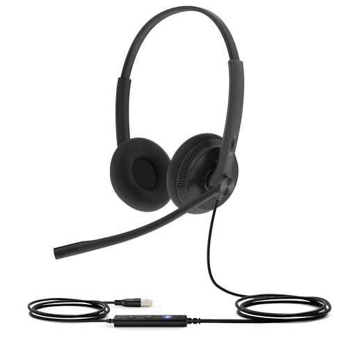 Yealink UH34 Lite USB Wired Headset,Teams Certified, in-Line Controls | Headphones with Noise Cancelling Microphone, Dual-ear, Laptop Computer PC, Home Office Online Class Meetings, Zoom & UC - style: Foamy Cushion UH34