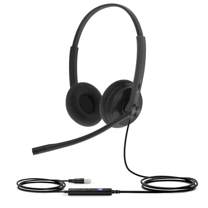 Yealink UH34 Lite USB Wired Headset,Teams Certified, in-Line Controls | Headphones with Noise Cancelling Microphone, Dual-ear, Laptop Computer PC, Home Office Online Class Meetings, Zoom & UC - style: Foamy Cushion UH34