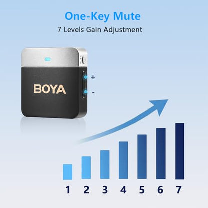 BOYA Wireless Lavalier Microphone BY-M1V2 Dual Channel Wireless Microphones for Cameras DSLR Smartphone Cordless Clip on Lapel Mic for Video Recording YouTube Vlogging Live Streaming Interview - size: BY-M1V2