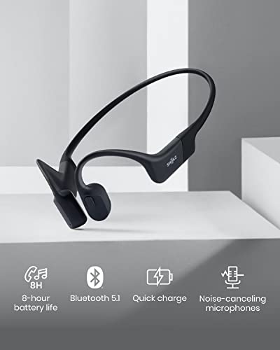 SHOKZ OpenRun Mini (AfterShokz Aeropex Mini) -Bone Conduction Open-Ear Bluetooth Sport Headphones - Waterproof Wireless Earphones for Workouts and Running - Built-in Mic (Renewed)