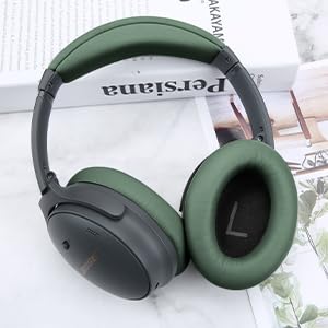 Protein Leather Ear Pads for Bose QuietComfort QC35 QC45 Headband Cushion Cover Replacement Kits with Protein Leather& Memory Foam (Cypress Green) - color: Green