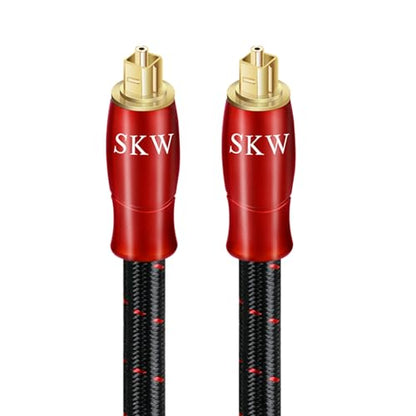 SKW Entry Level HC Series Digital Optical Audio Toslink to Toslink Cable 4.9ft/1.5M | HC Series, cotton braided 8mm jacket, EMI RFI immune, dust cap included, for TV PS5 Xbox to soundbar receiver home cinema - size: 4.9ft (1.5m)