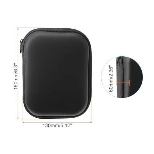PATIKIL 6.3x5.12 Electronic Organizer Case, 1Pcs EVA Hard Waterproof Rectangle Travel Carrying Case with Zipper for Digital Multimeter, Camera, Charger Cord, Earphone, Black - size: 6.3x5.12"