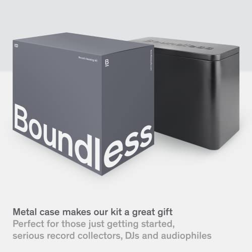 Boundless Audio Vinyl Record Cleaning Kit - 5-in-1 Brushes, Solution & Case | Velvet Record Brush, Carbon Fiber Stylus Cleaner, 2oz Cleaning Solution, Nylon Brush & Metal Storage Case - For Cleaning/Care