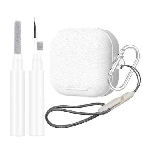 Kickstand Case Compatible with Samsung Galaxy Buds 4 /Buds 4 Pro Keychain | Lanyard Cleaning kit Soft TPU and Hard PC, Drop Shockproof Full Protection Cover for Women Men for Galaxy Buds 4 /Buds 4 Pro - color: White