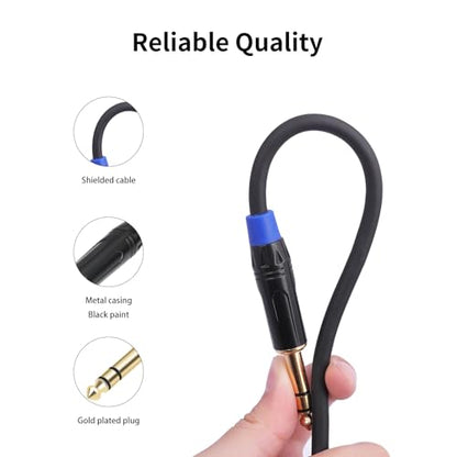 3.5mm to 6.35mm TRS Stereo Cable, 3.3 Ft, 2 Pack, Black, Stereo Audio Cable for Guitar, iPod, Laptop, Speaker, Amplifier, TRS Bidirectional Jack Cable, Pure Copper and Plated Conductors - style: 3.3 Ft, 2 Pack