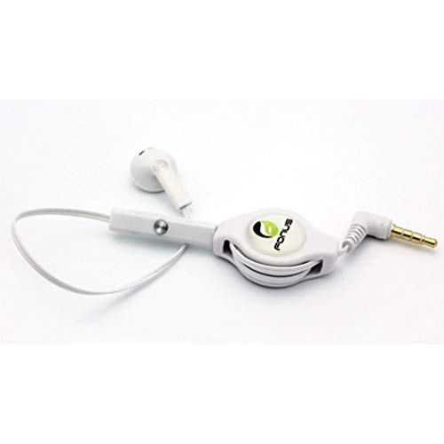 Retractable Mono Earphone Headphone 3.5mm w Mic Headset Handsfree Earbud Z6Y Compatible with Amazon Fire 7 / Kids (2022 Release), HD 8 (2022 Release), HD 10 (2021 Release)