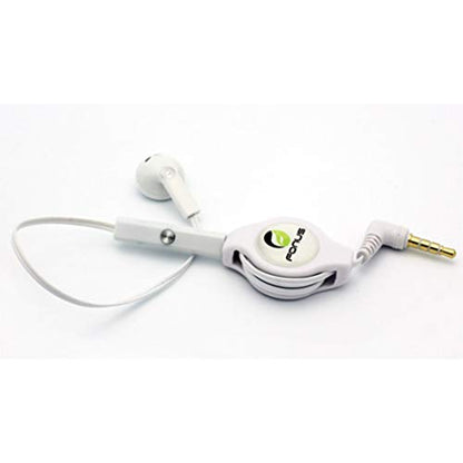 Retractable Mono Earphone Headphone 3.5mm w Mic Headset Handsfree Earbud Z6Y Compatible with Amazon Fire 7 / Kids (2022 Release), HD 8 (2022 Release), HD 10 (2021 Release)